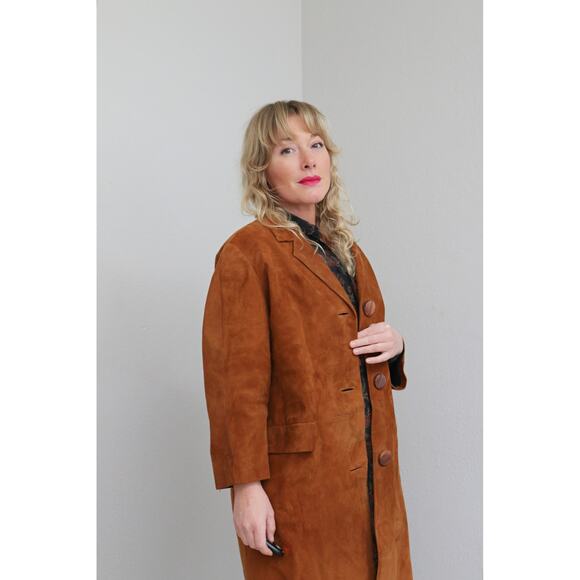 1970's Vintage Spanish Suede Mid Length Alfaro Coat ~ Men's MD Women's MD LG - Picture 3 of 11